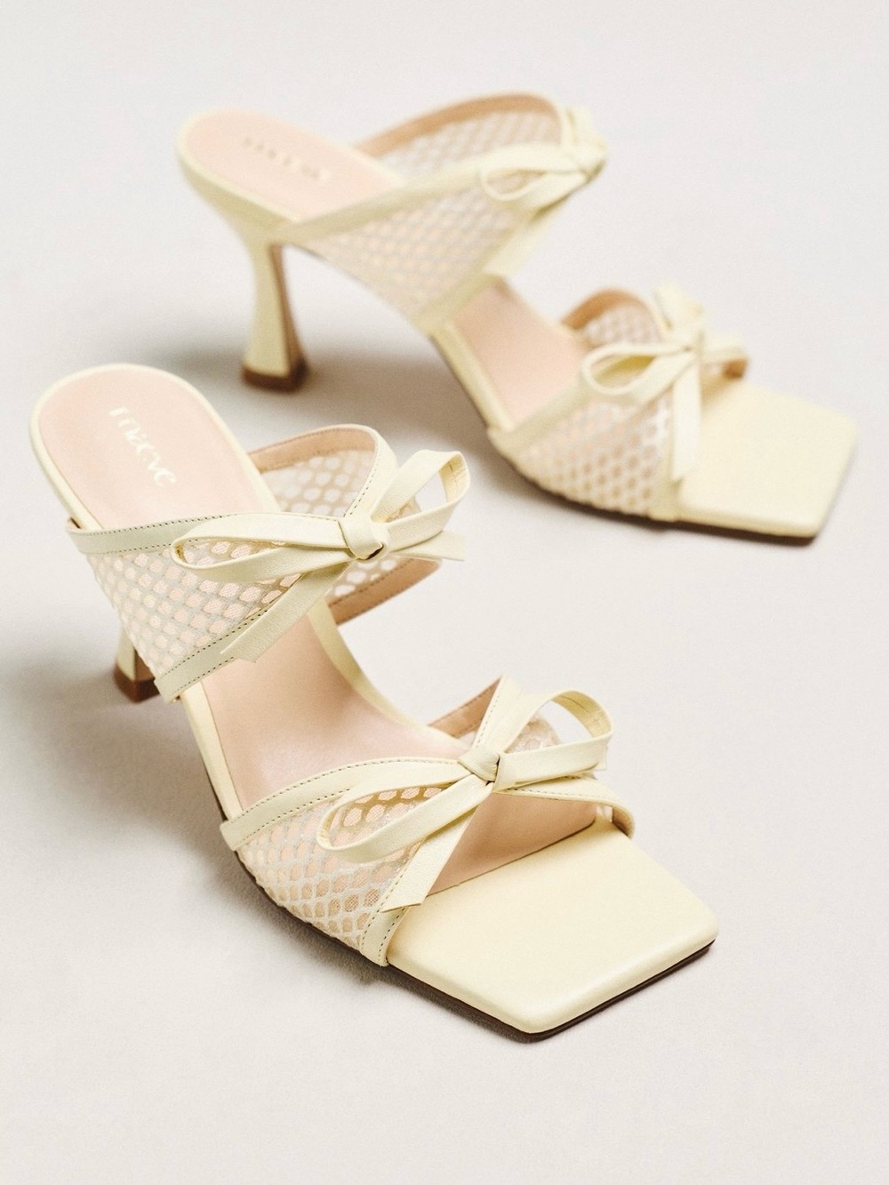 Maeve Mesh Double Bow Open Toe Heels, size 7